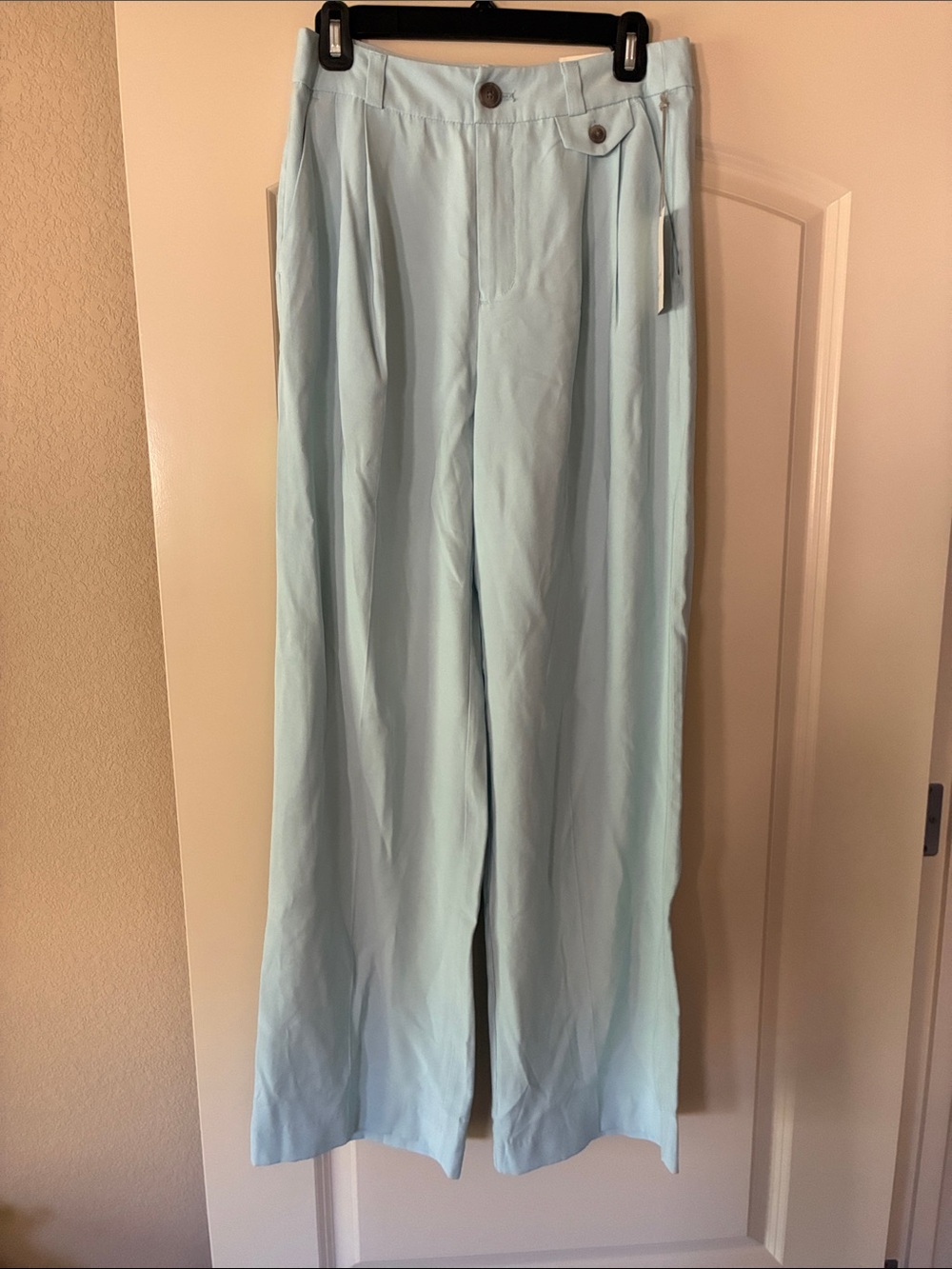 Light Blue Wide-Leg Women's Trousers